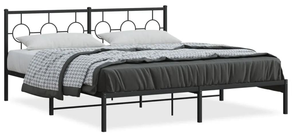 Kovový rám postele s čelom čierny 180x200 cm 376230