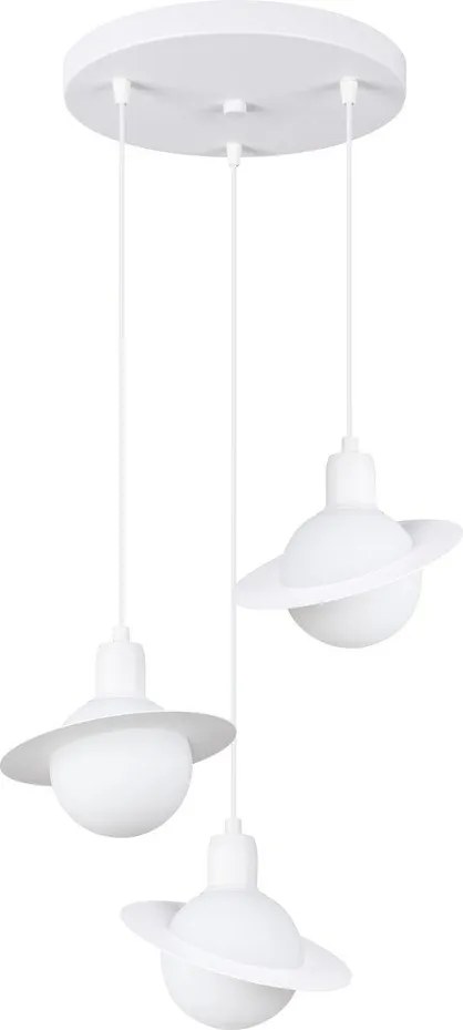 Biely detský luster so skleneným tienidlom ø 32 cm Mab – Sollux