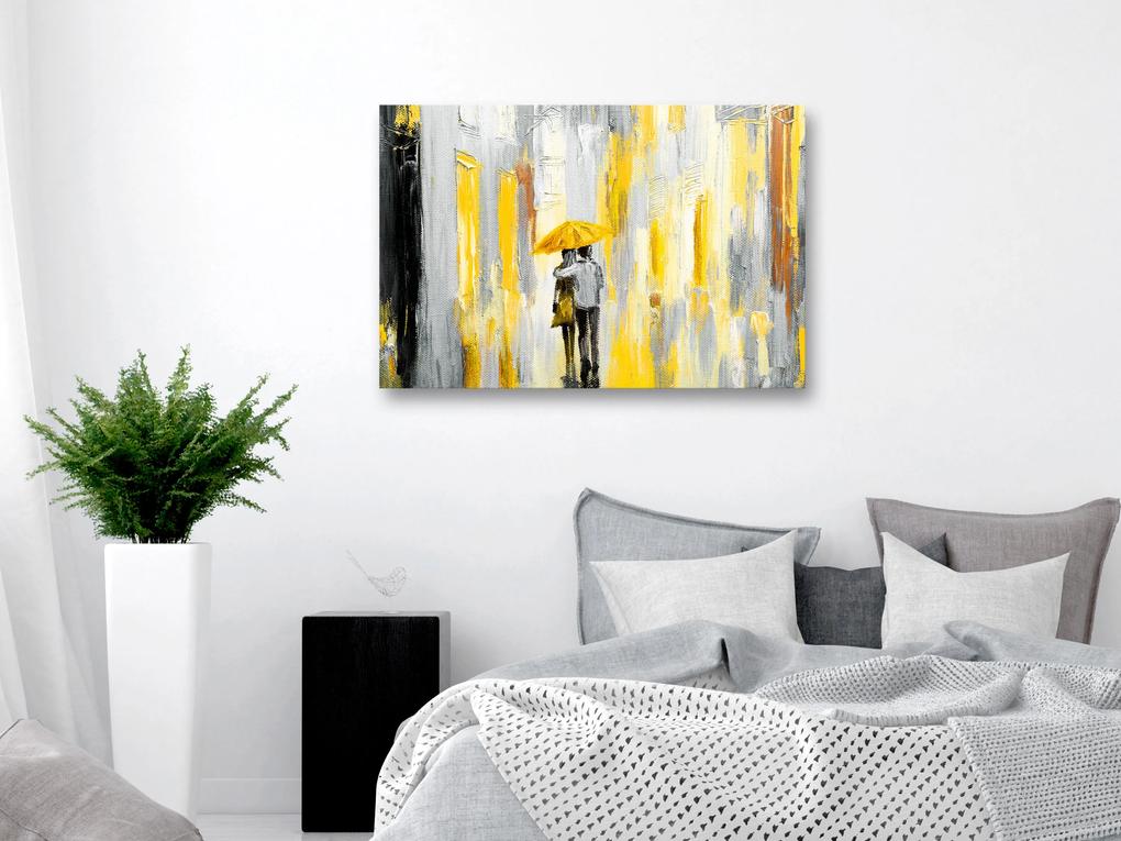 Artgeist Obraz - Umbrella in Love (1 Part) Wide Yellow Veľkosť: 30x20, Verzia: Na talianskom plátne