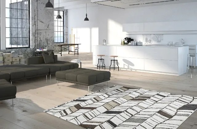 AKCIA: 80x150 cm Kusový koberec SOHO 841 WHITE, biela, šedá, obývacia izba, Obsession