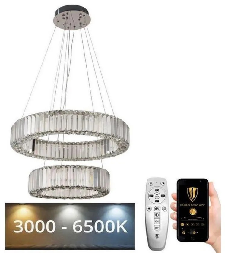 NEDES LED Stmievateľný luster na lanku LED/65W/230V 3000-6500K chróm + diaľkové ovládanie ND3534