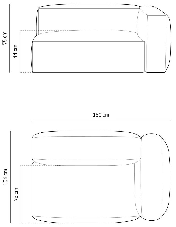 Svetlosivý modul pohovky (pravý roh) Martina – Micadoni Home