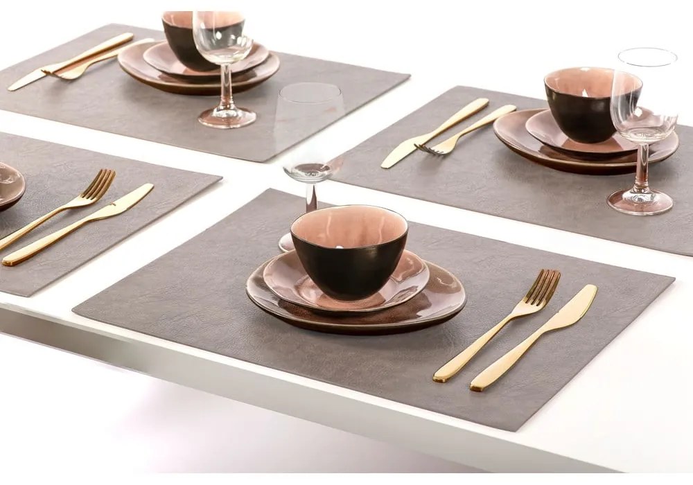 Sivé prestieranie z imitácie kože ZicZac Troja Rectangle, 33 x 45 cm