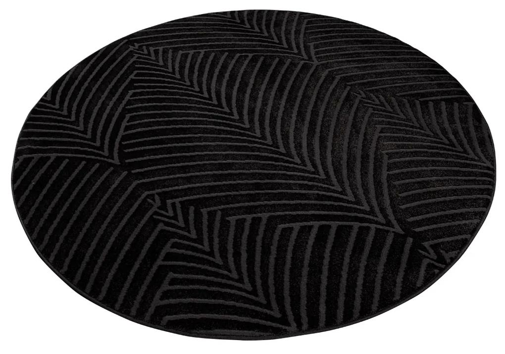 Dekorstudio Okrúhly jednofarebný koberec FANCY 648 -  čierny Priemer koberca: 200cm