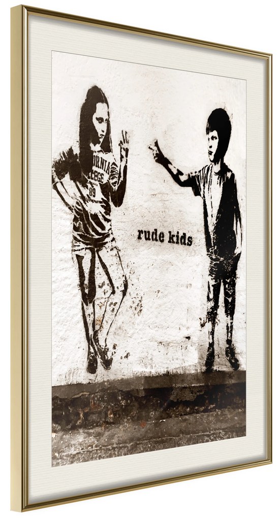 Artgeist Plagát - Rude Kids [Poster] Veľkosť: 20x30, Verzia: Čierny rám s passe-partout