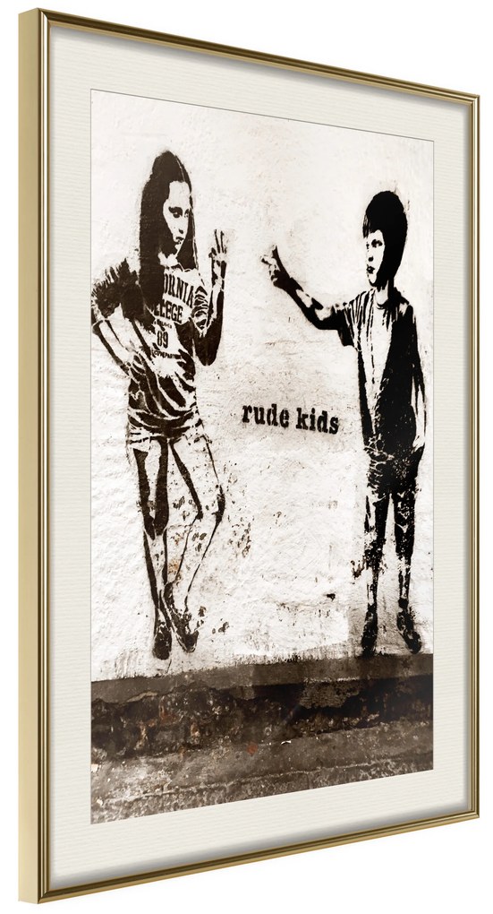 Artgeist Plagát - Rude Kids [Poster] Veľkosť: 20x30, Verzia: Zlatý rám s passe-partout