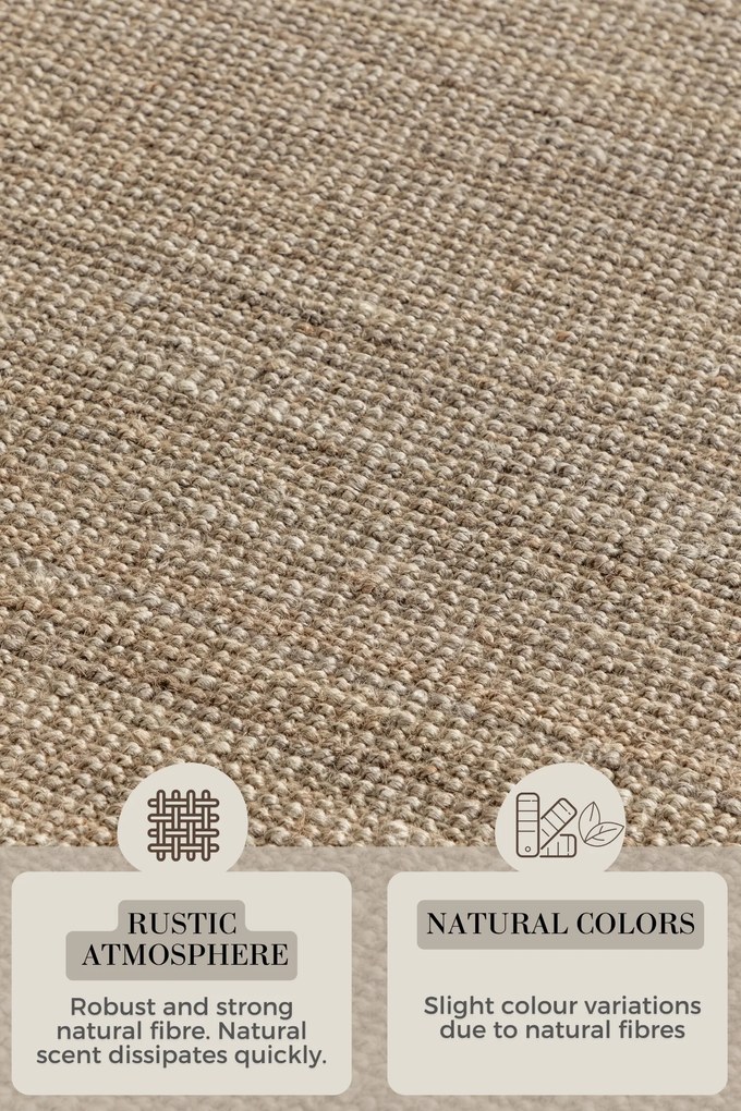 Hanse Home, Koberec behúň Bouclé Jute 105975 Grey Brown, 80x200, hnedá, chodba / predsieň