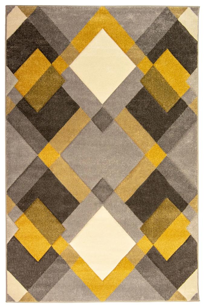 Flair Rugs koberce Kusový koberec Hand Carved Nimbus Grey / Ochre - 120x170 cm