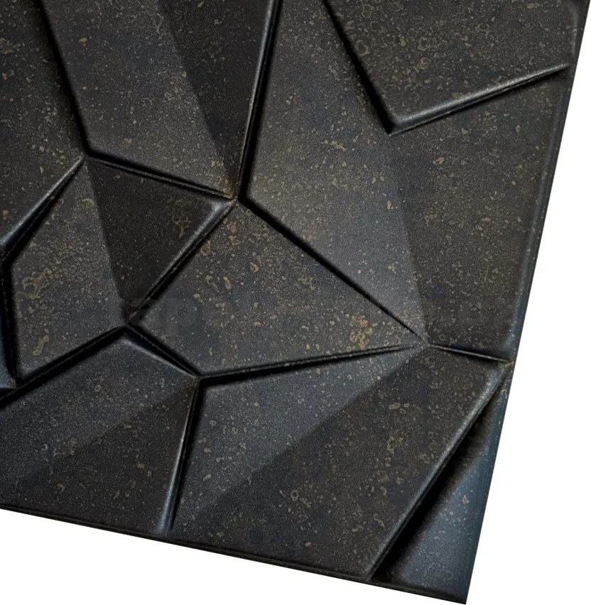 3D panel 0071, cena za kus, rozmer 50 cm x 50 cm, MERKUR beton čierno-zlatý, IMPOL TRADE