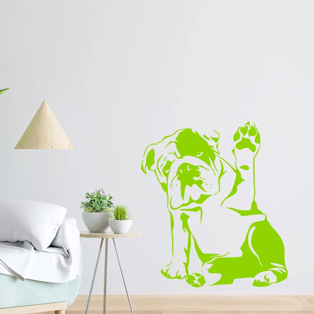 Veselá Stena Samolepka Buldog Farba: bílá, Veľkosť: 40 x 35 cm