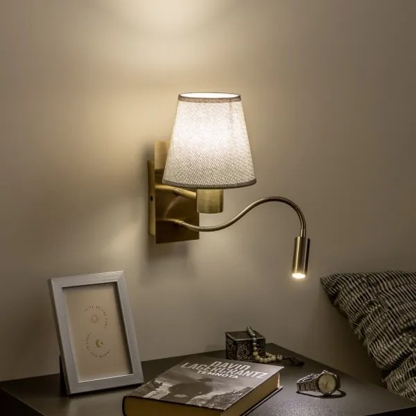 Brilagi - LED Nástenná lampa NUBILA 1xE27/25W/230V + LED/3W mosadz/šedá