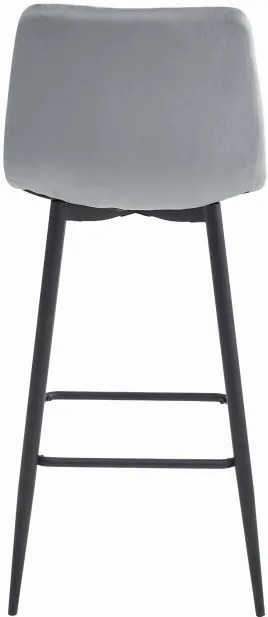Set štyroch barových stoličiek ARCETO zamatové strieborné (čierne nohy) 4 ks