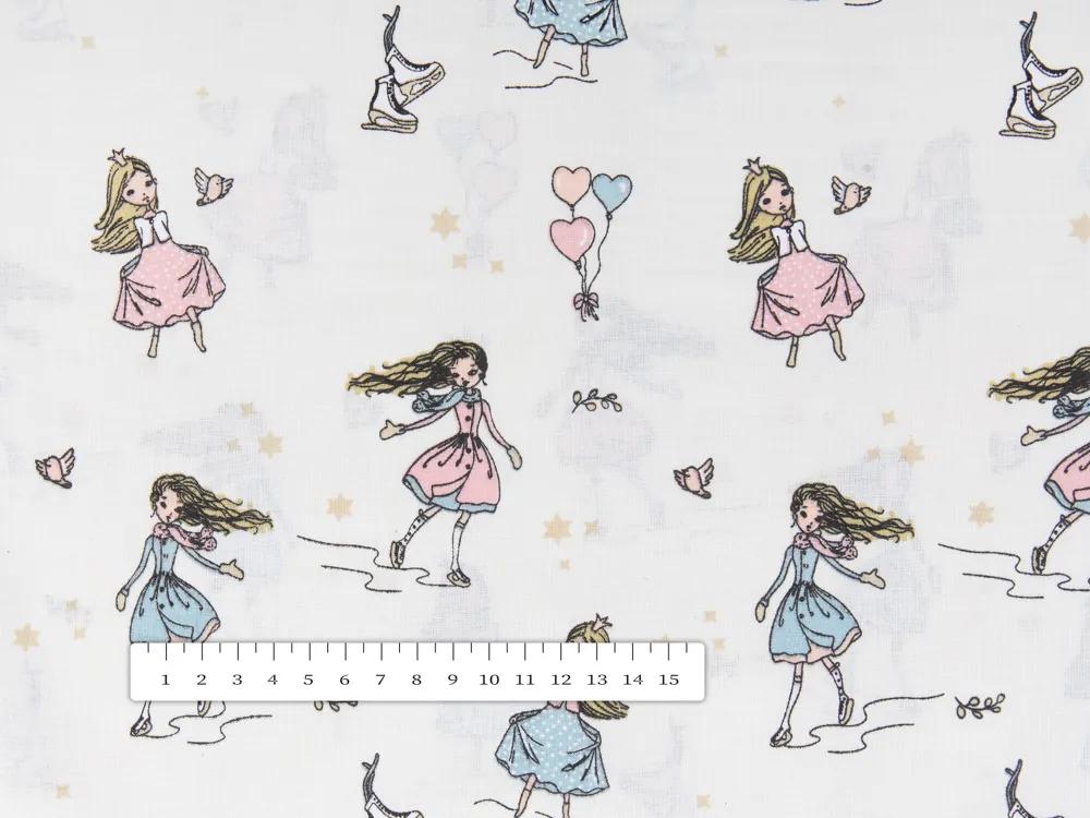 Biante Detská bavlnená obliečka na vankúš s lemom Sandra SA-261 Krasokorčuliarky na krémovom 40 x 40 cm
