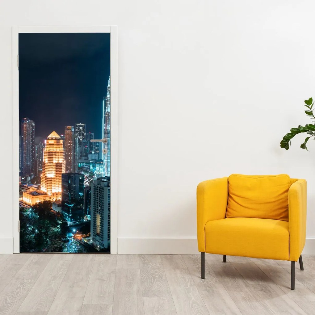 Fototapeta na dvere - Noc v Kuala Lumpur (95x205cm)