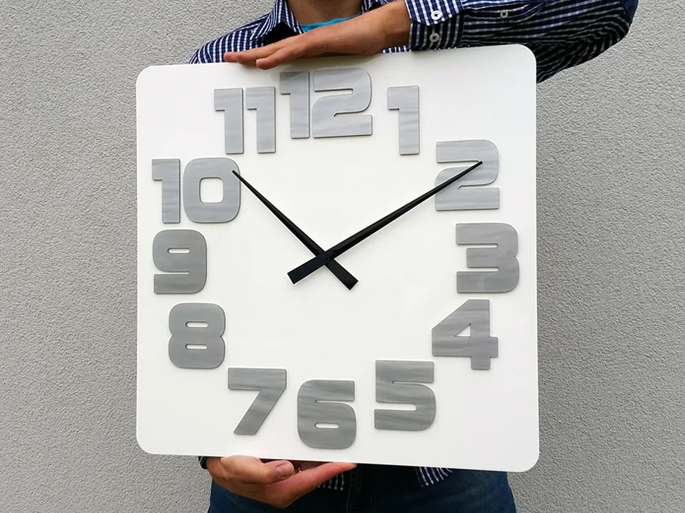 Mazur Nástenné hodiny Logic bielo-sivé 49cm