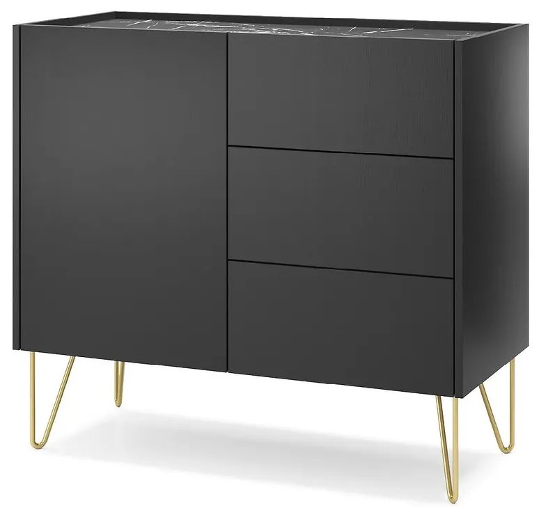 Komoda Harmony KSZ97 čierna grafit/mramor black