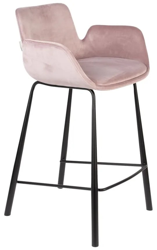 Svetloružové zamatové barové stoličky v súprave 2 ks 91,5 cm Brit – Zuiver