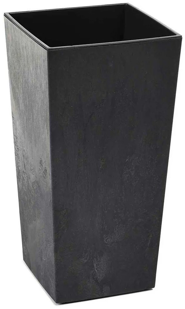 PLASTOVÝ KVETINÁČ PORTO 46X25X25 CM IMITÁCIA BETÓNU ČIERNA