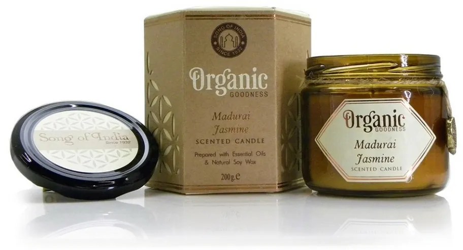 Organická sviečka Madurai Jasmine 200 g v jantárovom skle
