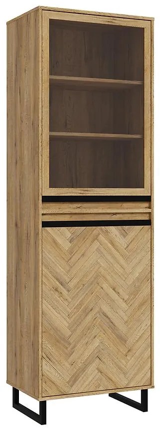 Vitrína Solletico 2d dub Spica rybia kosť / dub Bartex