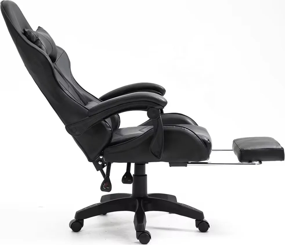 LEAN Kancelárska stolička s opierkou na nohy a vankúšmi – čierna