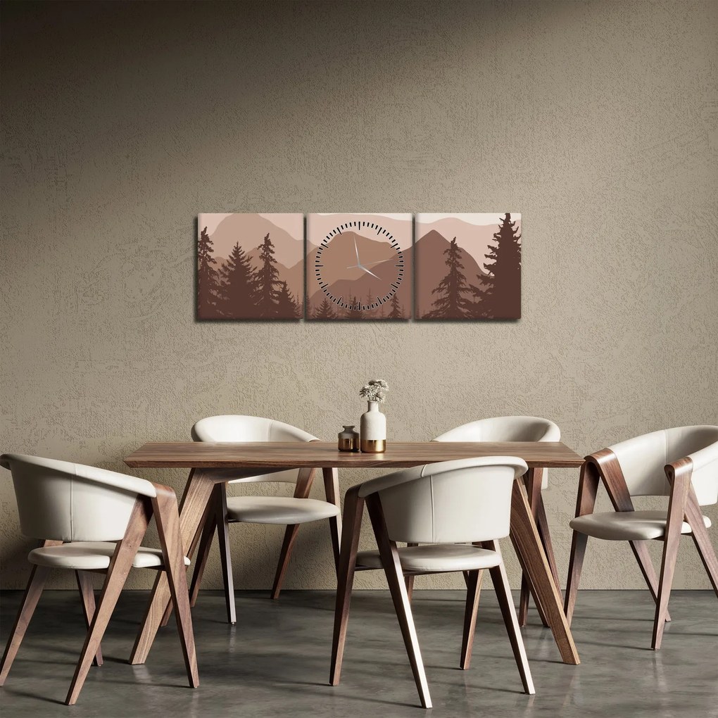 Obraz - Hnedé pohorie N⁰2 (s hodinami) (90x30 cm)