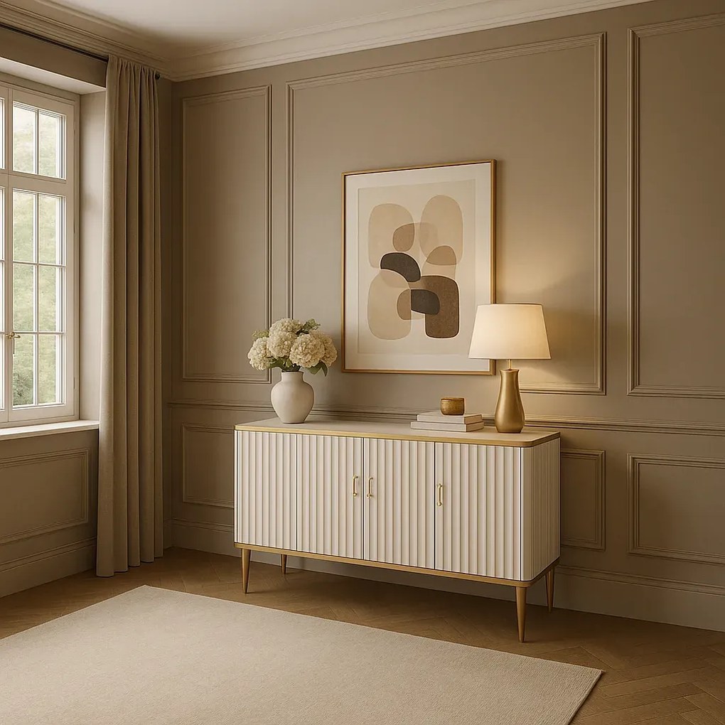 Komoda Stilig ST313 160 cm biela/zlatá