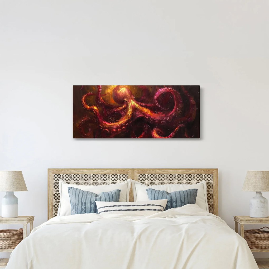 Obraz - Chobotnica, olejomaľba (120x50 cm)