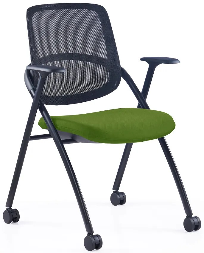 Konferenčná stolička MEET U20 zelená na kolieskách / klzákoch