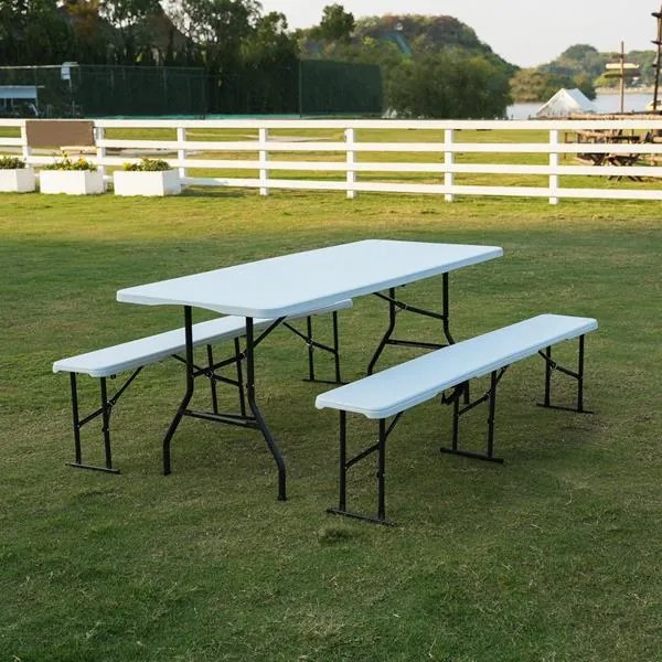 Skladací kempingový stôl NILS Camp NC1618 biely