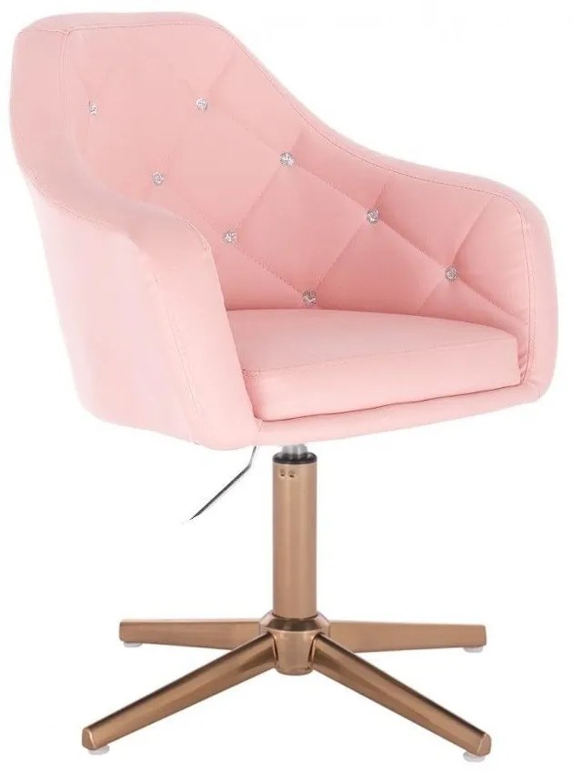LuxuryForm DESIGN Kreslo ROMA na zlatom kríži - ružové