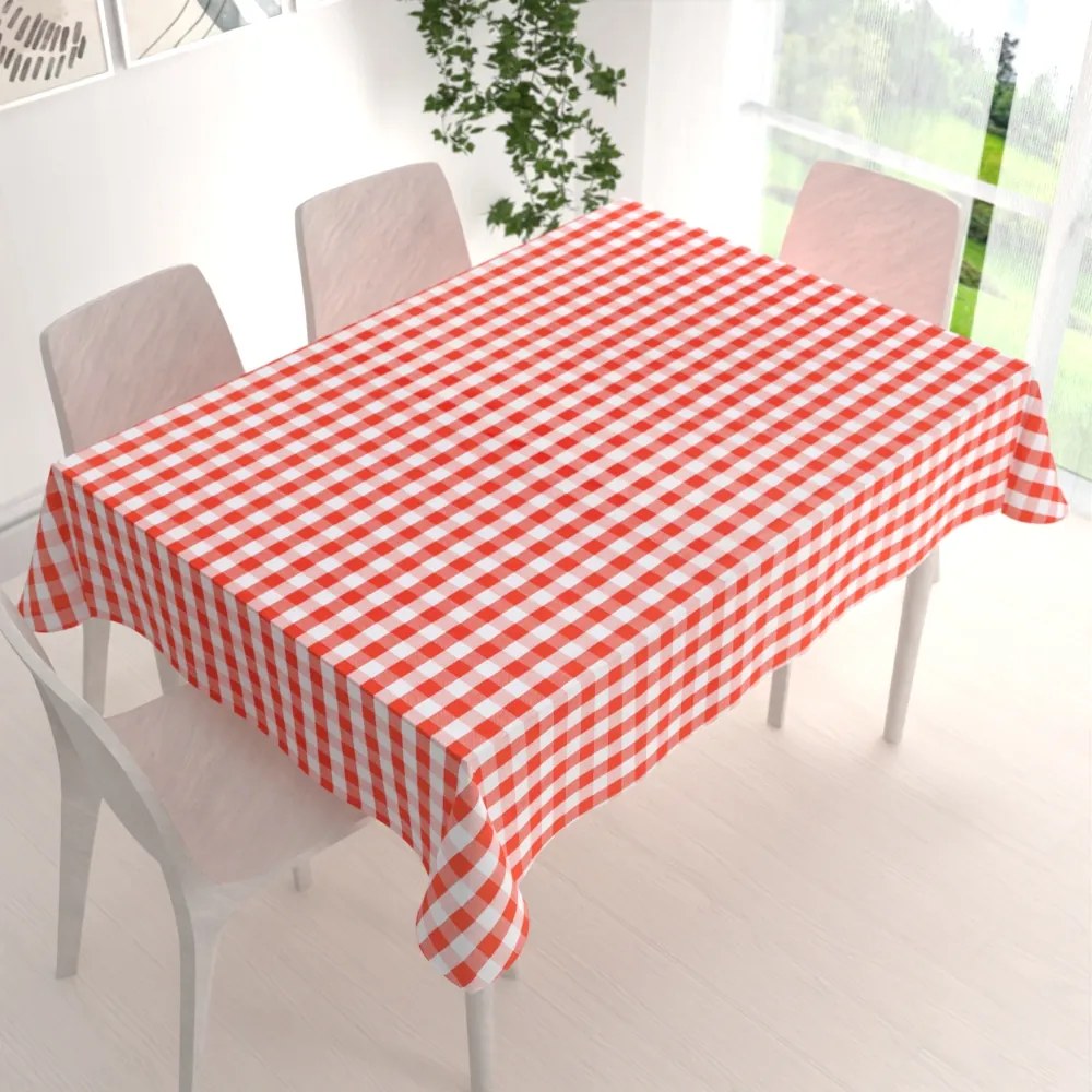 Biante Teflónový obdĺžnikový obrus TF-071 Červeno-biela kocka 60x100 cm