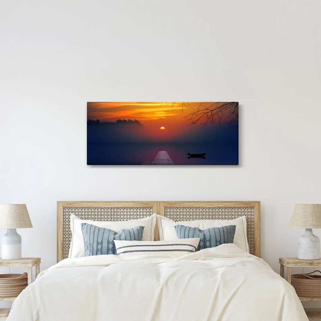 Obraz mostu pri západe slnka (120x50 cm)