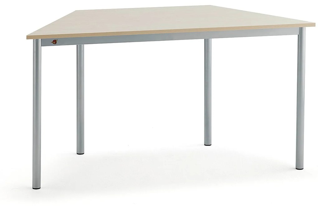 Stôl SONITUS TRAPETS, 1200x600x720 mm, HPL - breza, strieborná