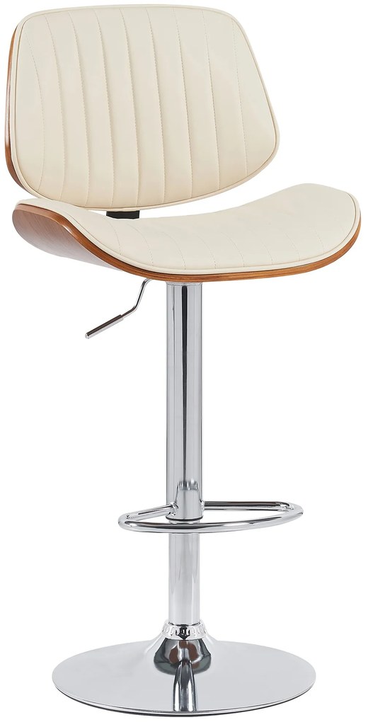 Barová stolička Clawson - koženka, chróm rám - orech/krém