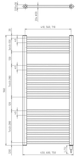 Aqualine - Kúpeľňový elektrický radiátor DIRECT-E 300W/230V 96 cm matná čierna