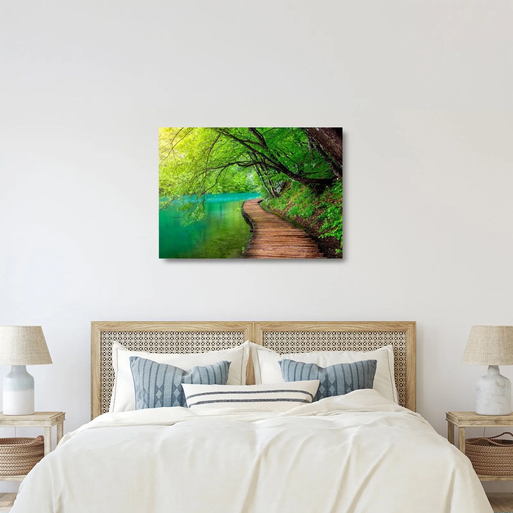 Sklenený obraz - Plitvické jazerá (70x50 cm)