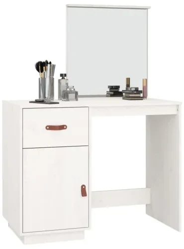 vidaXL Toaletný stolík biely 95x50x134 cm masívne borovicové drevo-