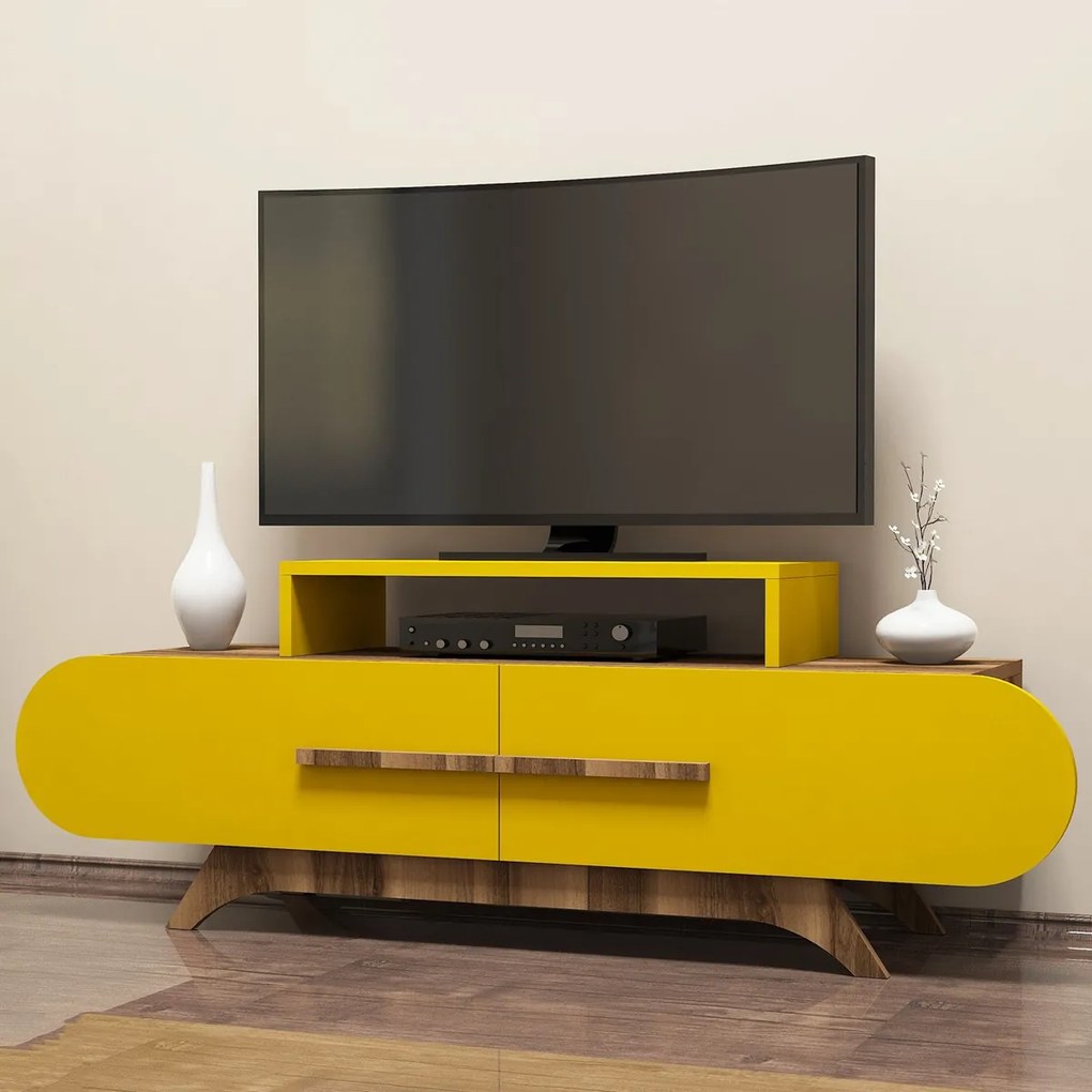 TV stolík Rose Walnut Yellow