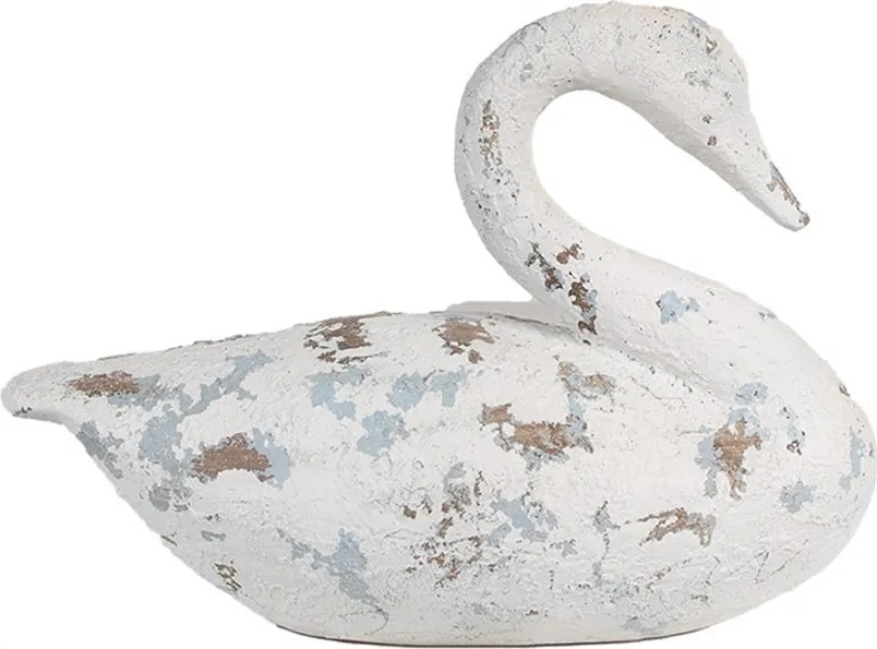 Biela antik dekoratívna figúrka Labuť - 32*14*22 cm