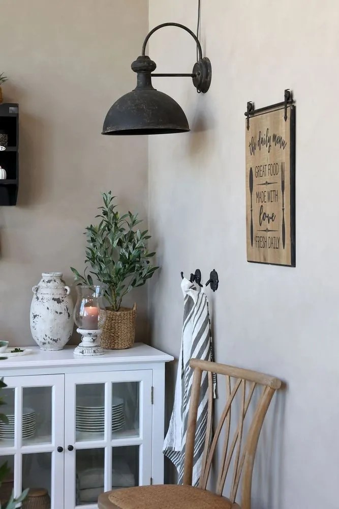 Bielo-šedá antik terakotová váza s uškami Frejus - Ø 21*36 cm