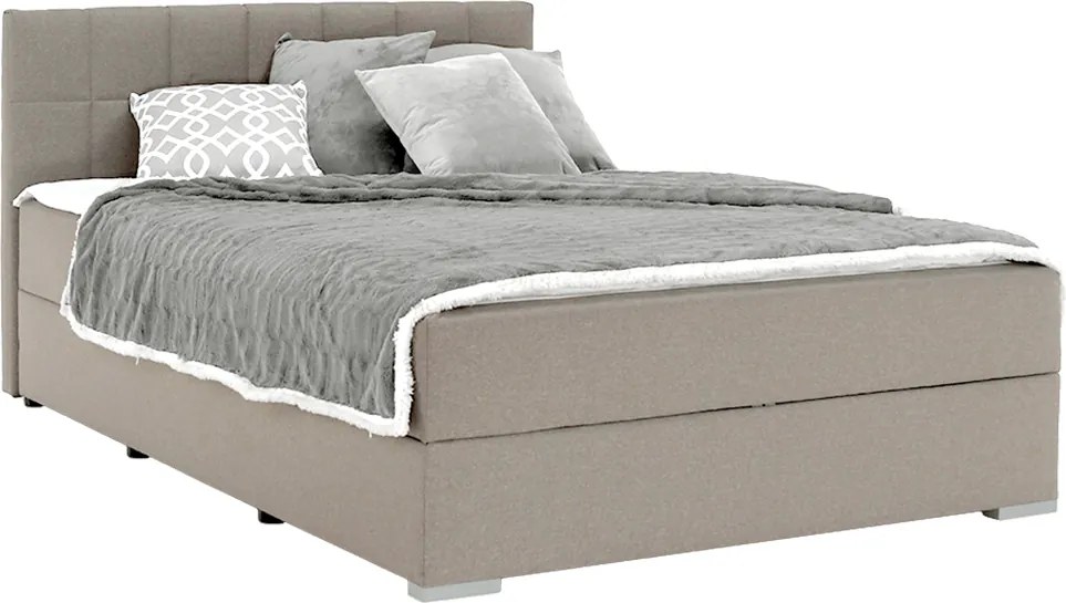 Boxspringová posteľ 140x200, sivohnedá TAUPE, FERATA TV KOMFORT