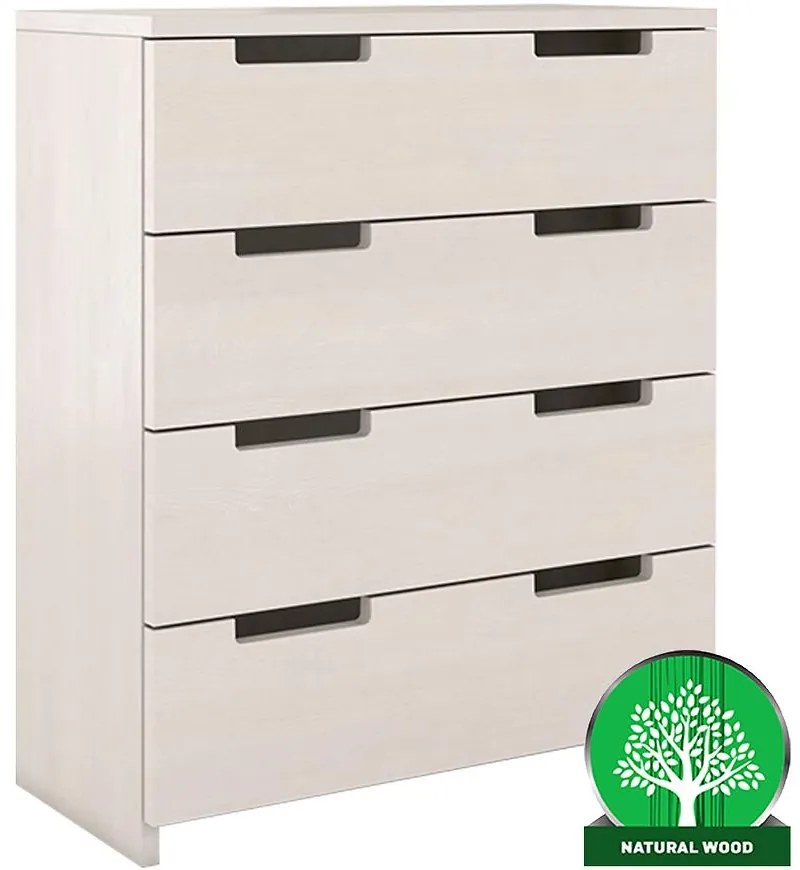 Komoda drevená  borovica 4s Skandica Spectrum Biely