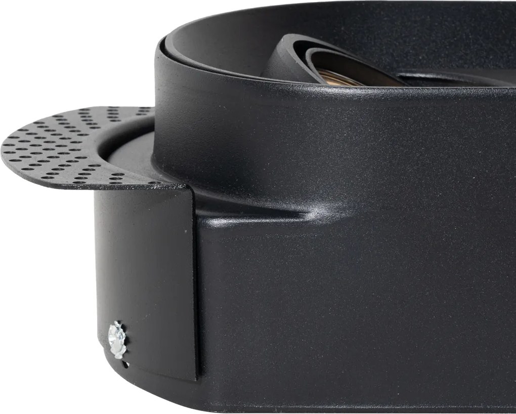 Sada 6 zaoblených zapustených bodových svetiel čierna GU10 50mm 2-svetlo - Hubs