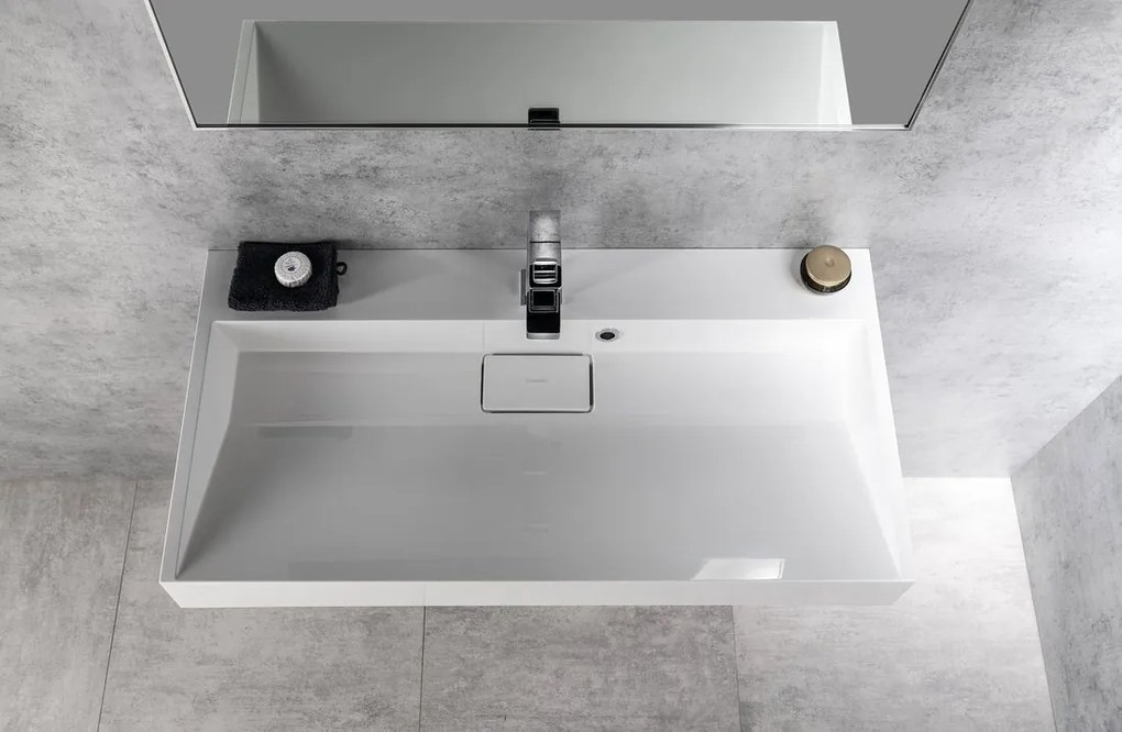 Sapho Sapho, AMUR umývadlo vrátane krytu výpuste 90x46cm, liaty mramor, biela, 55032