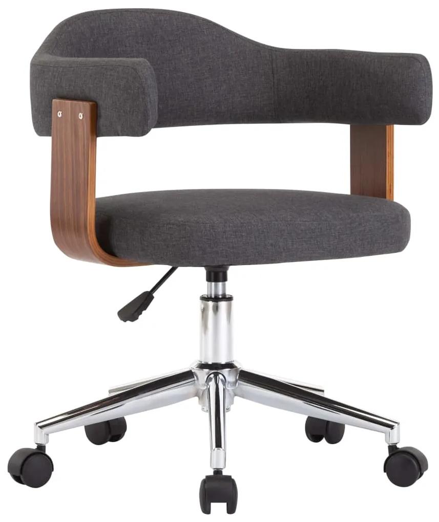 vidaXL Otočná kancelárska stolička sivá ohýbané drevo a látka
