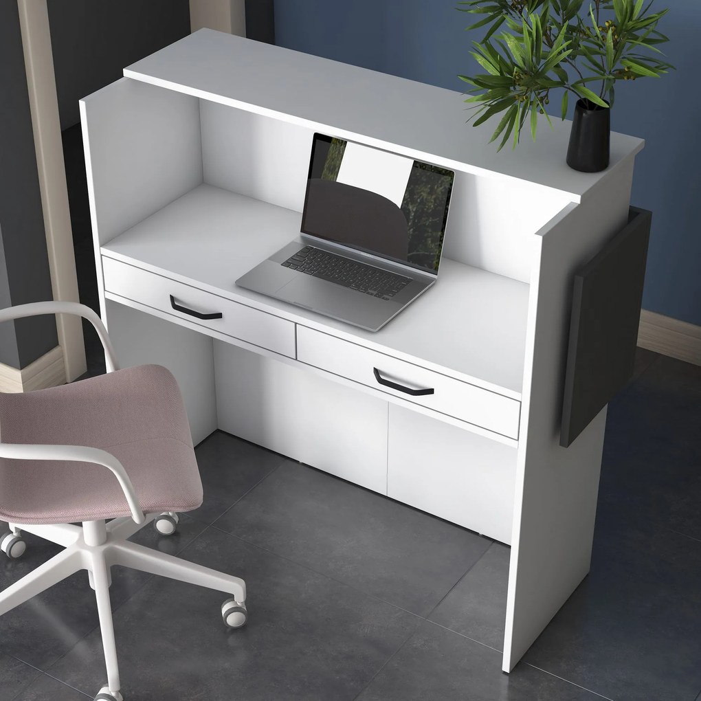 PC stolík Pemola (biela + antracit). Akcia -19%. Vlastná spoľahlivá doprava až k Vám domov. 1094523