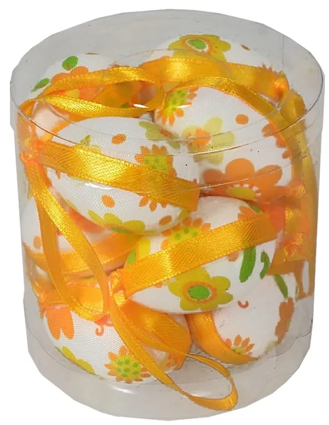 Sada veľkonočných vajíčok vzor žltý kvet v. 4 cm, 12 ks v balení