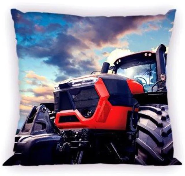 DETSKÁ DEKORAČNÁ OBLIEČKA NA VANKÚŠ TRACTOR 40X40 CM VZOROVANÁ
