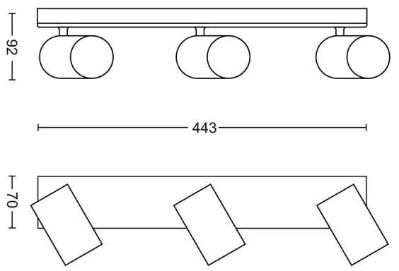 Philips 50593/30/PN - Bodové svietidlo MYLIVING KOSIPO 3xGU10/5,5W/230V
